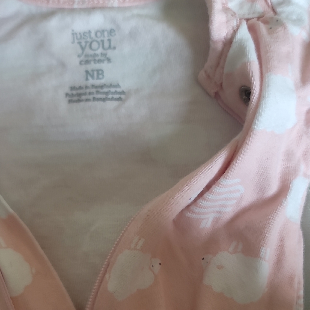 Pink Baby Onesie with Sheep Print